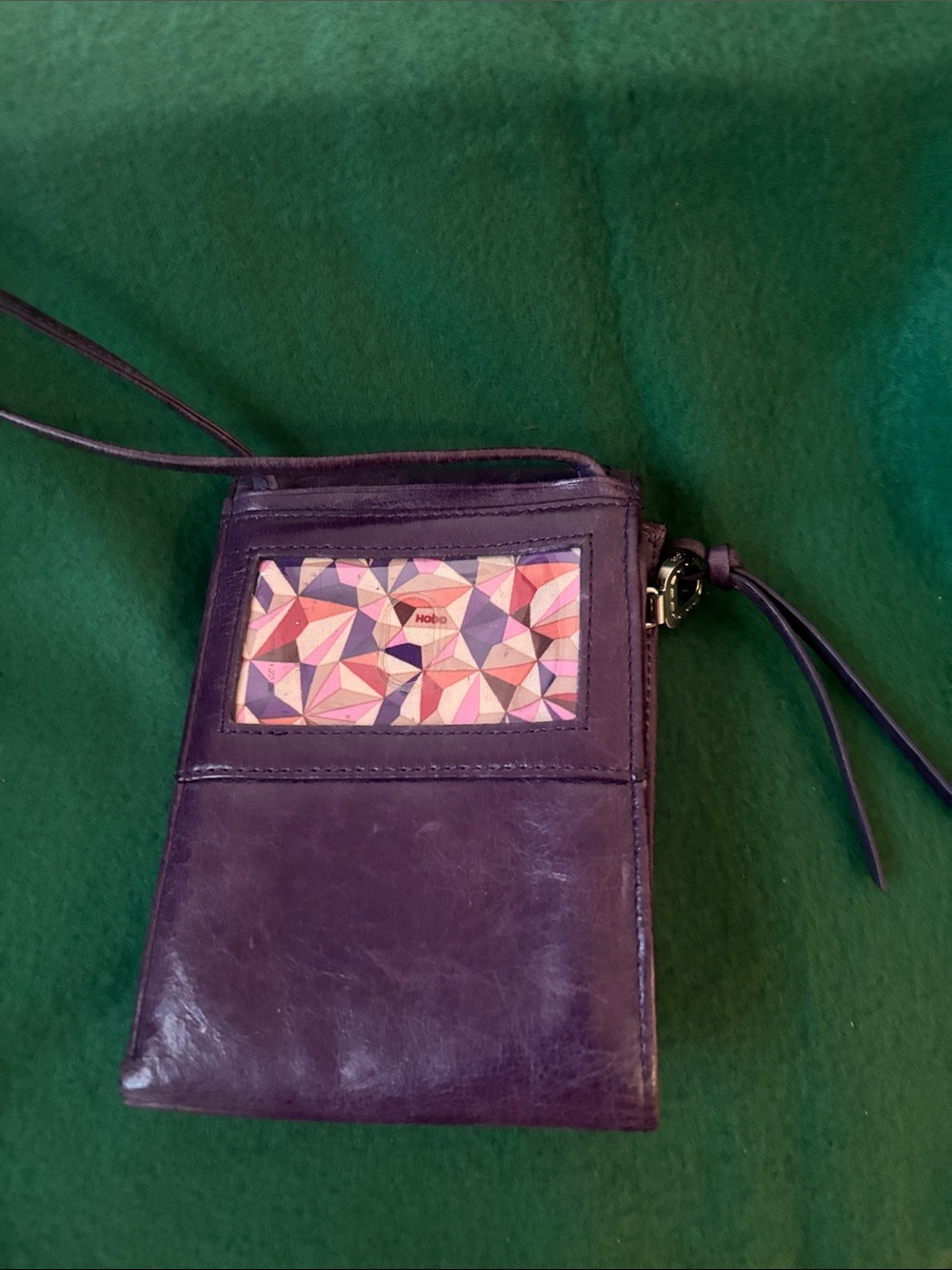 HOBO Purple Leather Crossbody Card Wallet with Geometric ID Window - Picture 4 of 4